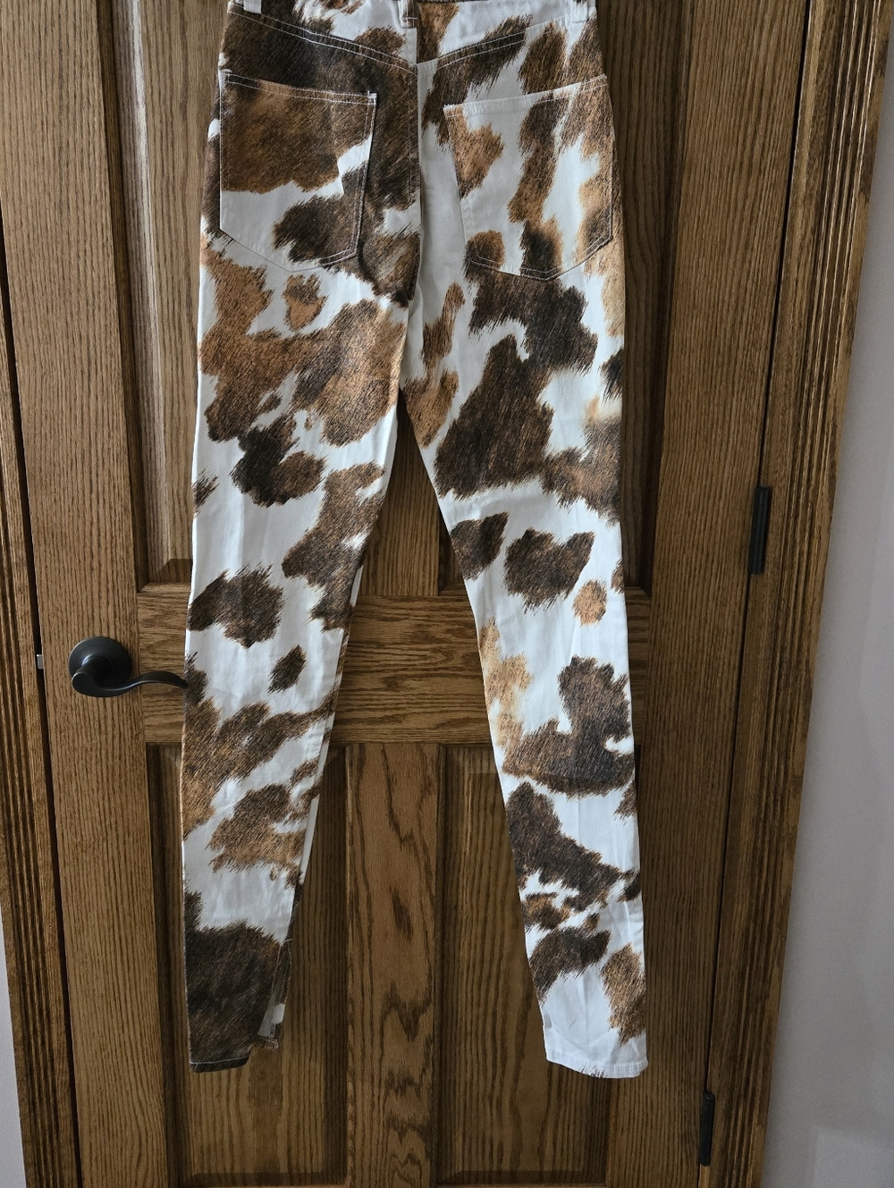 WeWoreWhat Cowhide Print Stiletto Slit Jeans - Picture 3 of 7